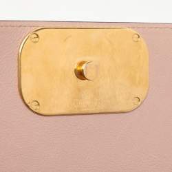 Pre Owned Valentino Rose Cannelle Leather Small VRING Top Handle Bag