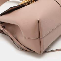 Pre Owned Valentino Rose Cannelle Leather Small VRING Top Handle Bag