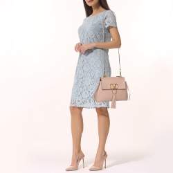 Pre Owned Valentino Rose Cannelle Leather Small VRING Top Handle Bag