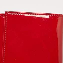 Valentino Red Patent Leather Crystals Catch Flap Continental Wallet