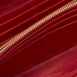 Valentino Red Patent Leather Crystals Catch Flap Continental Wallet