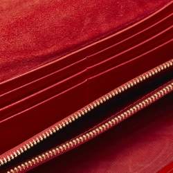 Valentino Red Patent Leather Crystals Catch Flap Continental Wallet