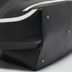 Pre Owned Valentino Black/White Leather Large VLogo Escape Tote