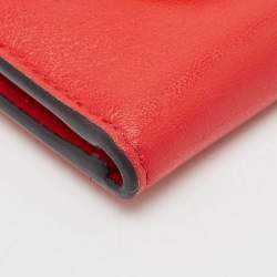 Pre Owned Valentino Red Leather VLogo Bifold Card Case