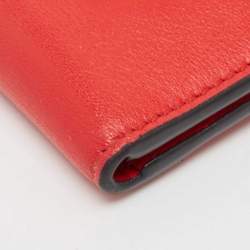 Pre Owned Valentino Red Leather VLogo Bifold Card Case