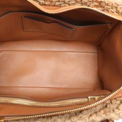 Pre Owned Valentino Beige/Brown Leather and Raffia Medium One Stud Tote