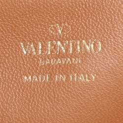 Pre Owned Valentino Beige/Brown Leather and Raffia Medium One Stud Tote