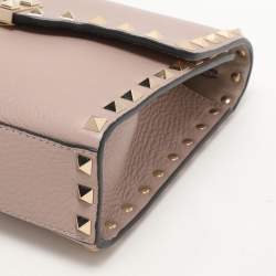 Valentino Beige Leather Rockstud Crossbody Flap Bag