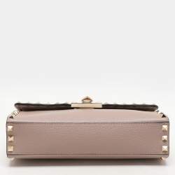 Valentino Beige Leather Rockstud Crossbody Flap Bag