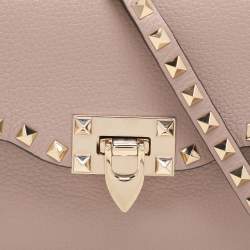Valentino Beige Leather Rockstud Crossbody Flap Bag