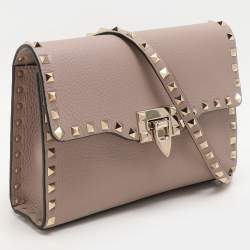 Valentino Beige Leather Rockstud Crossbody Flap Bag