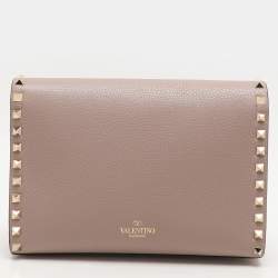 Valentino Beige Leather Rockstud Crossbody Flap Bag