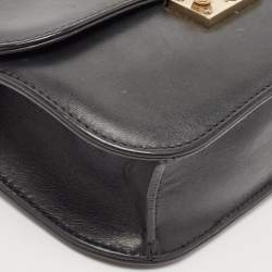 Pre Owned Valentino Black Leather Small Rockstud Glam Lock Flap Bag