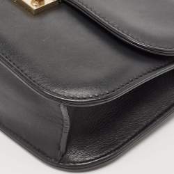 Pre Owned Valentino Black Leather Small Rockstud Glam Lock Flap Bag