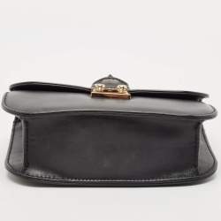 Pre Owned Valentino Black Leather Small Rockstud Glam Lock Flap Bag