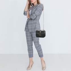 Pre Owned Valentino Black Leather Small Rockstud Glam Lock Flap Bag