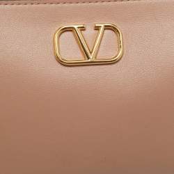 Valentino Beige Leather Mini VLogo Crossbody Bag