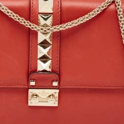 Valentino Red Leather Large Glam Lock Flap Bag