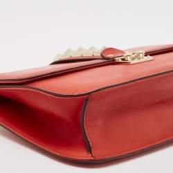 Valentino Red Leather Large Glam Lock Flap Bag