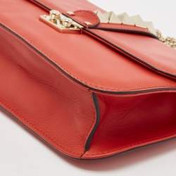 Valentino Red Leather Large Glam Lock Flap Bag