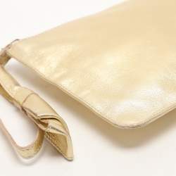 Valentino Gold Leather Wristlet Clutch