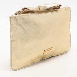 Valentino Gold Leather Wristlet Clutch