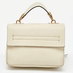 Pre Owned Valentino Off White Leather VRing Flap Top Handle Bag