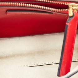 Pre Owned Valentino Off White Leather VRing Flap Top Handle Bag