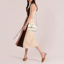 Pre Owned Valentino Off White Leather VRing Flap Top Handle Bag