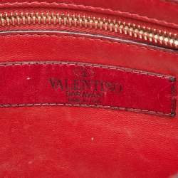 Pre Owned Valentino Off White Leather Medium Rockstud Spike Top Handle Bag