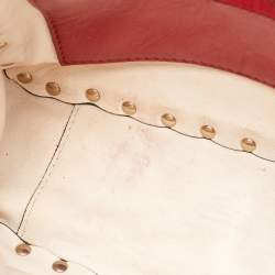 Pre Owned Valentino Off White Leather Medium Rockstud Spike Top Handle Bag