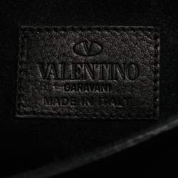 Valentino Black Leather Rockstud Rolling Crossbody Bag