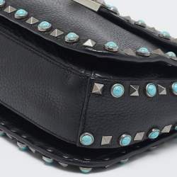 Valentino Black Leather Rockstud Rolling Crossbody Bag