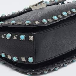 Valentino Black Leather Rockstud Rolling Crossbody Bag