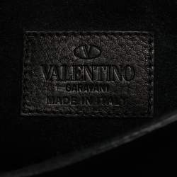 Valentino Black Leather Rockstud Rolling Crossbody Bag