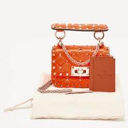 Valentino Neon Orange Leather Micro Rockstud Spike Crossbody Bag