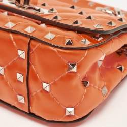 Valentino Neon Orange Leather Micro Rockstud Spike Crossbody Bag