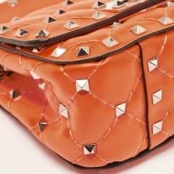 Valentino Neon Orange Leather Micro Rockstud Spike Crossbody Bag