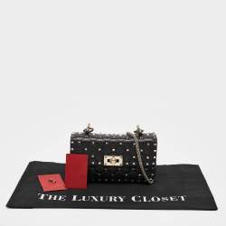 Pre Owned Valentino Black Quilted Leather Small Rockstud Spike Chain Bag