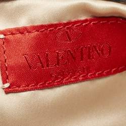 Valentino Red/Burgundy Nylon Large Flower Applique Tote