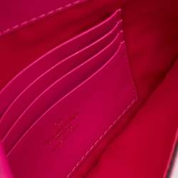 Pre Owned Valentino Fuchsia Leather Rockstud Envelope Wristlet Clutch