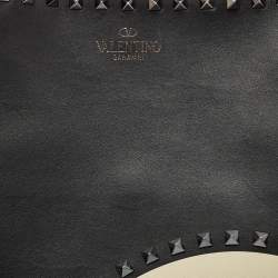 Pre Owned Valentino Black/Ivory Leather Rockstud Shopper Tote