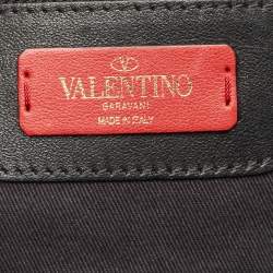 Pre Owned Valentino Black/Ivory Leather Rockstud Shopper Tote