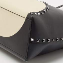 Pre Owned Valentino Black/Ivory Leather Rockstud Shopper Tote