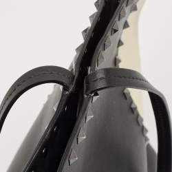 Pre Owned Valentino Black/Ivory Leather Rockstud Shopper Tote