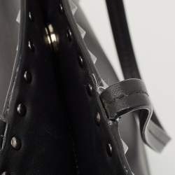Pre Owned Valentino Black/Ivory Leather Rockstud Shopper Tote