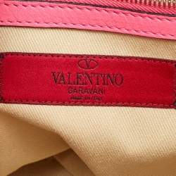 Pre Owned Valentino Hot Pink Leather Medium Rockstud Trapeze Tote