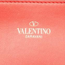 Pre Owned Valentino Black/White Leather Medium VLogo Escape Tote