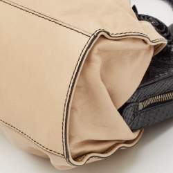 Valentino Beige/Black Leather and Watersnake Lacca Fleur Frame Satchel