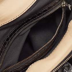 Valentino Beige/Black Leather and Watersnake Lacca Fleur Frame Satchel
